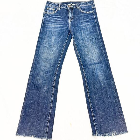 Nuee Dark Wash Indigo Wash Distressed Raw Hem Denim Jeans Size 27 - Picture 2 of 9